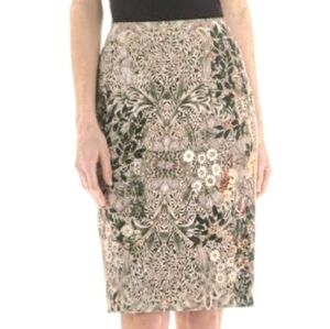 MNG Mango Suit Mod Floral Print Pencil Skirt Wildflower Romantic Whimsical Art 8